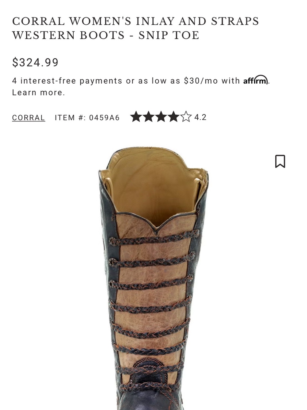 Corral Boots Embroidered Black and Tan Knee-High Heeled Snip Toe Boots - 7.5 - Picture 13 of 14